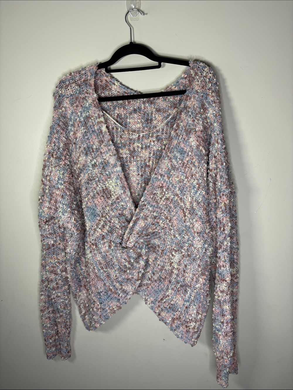 Hayden Multicolor Pastel Twist-Front V-Neck Sweater